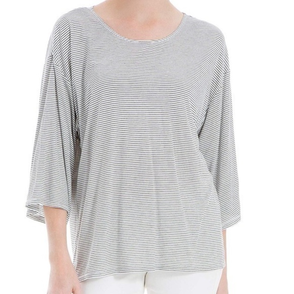 Max Studio Womens Mini-Stripe Jersey Knit T-Shirt